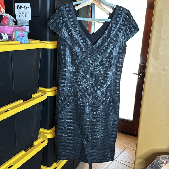 Parker Black Faux Leather Mesh Bodycon Dress V-Neck Mini Size Medium - Picture 4 of 11